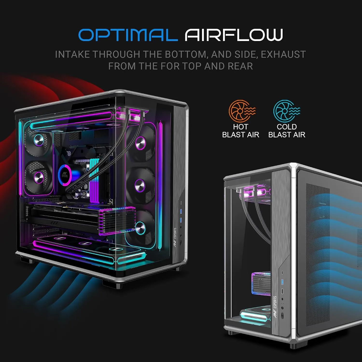 Ant Esports Gaming Cabinet Crystal x8 Arc Black view 7